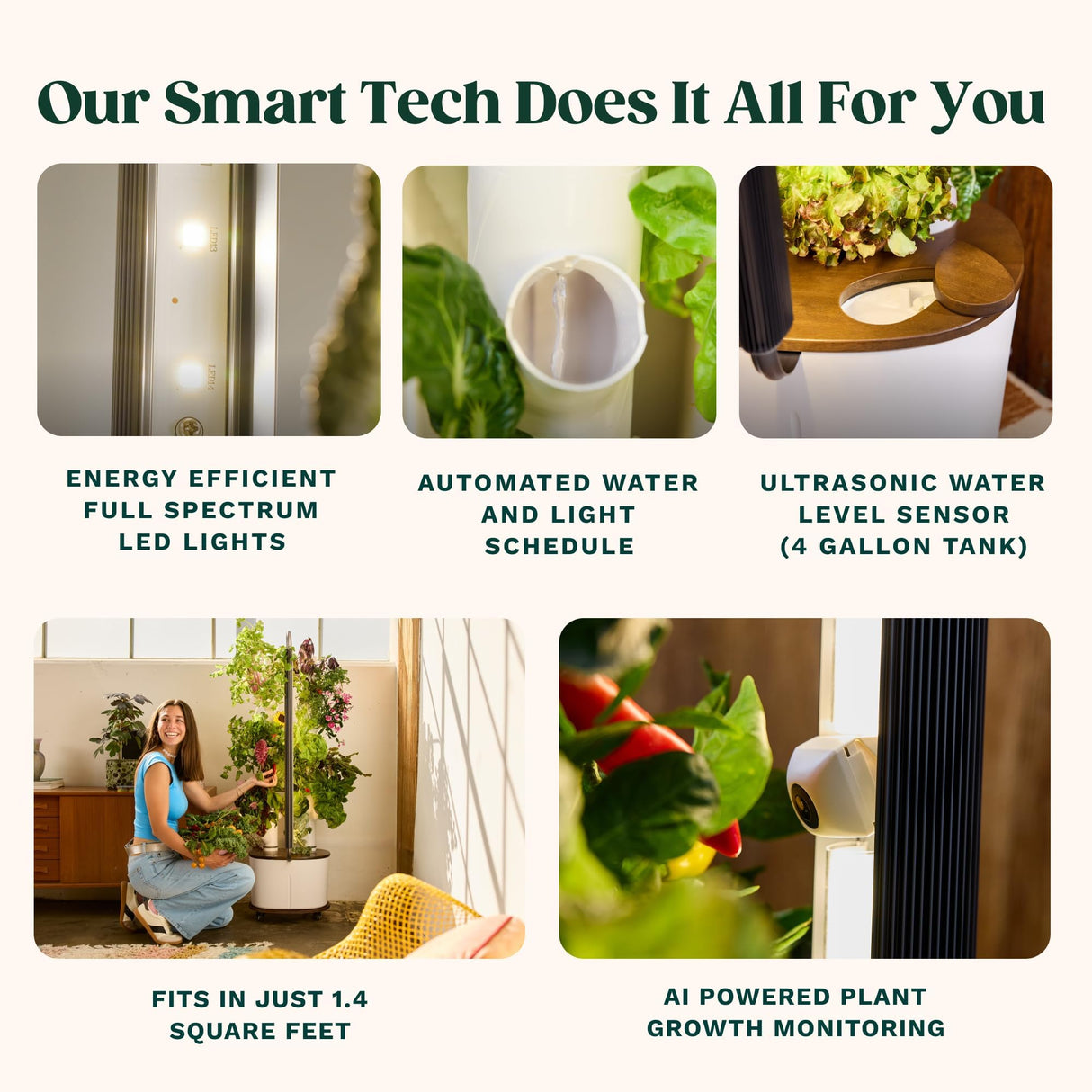 Gardyn Studio 2 Hydroponics Growing System - 16 Plants, Smart Tower