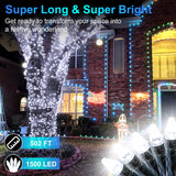 1500 LED 502ft Outdoor Christmas Lights Super Long String Lights 8 Modes Timer Memory, Outsite Waterproof Dark Green Wire Fairy Light Strings for Xmas Tree Wedding Holiday Party Decorations Cool White