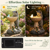 Nacome Solar Cat Statue for Garden Decor: IP44 Weatherproof Resin with Automatic Lighting - No Installation- Outdoor Yard Patio Balcony Art - Birthday Gifts for Bird Lovers Mom Grandma Women