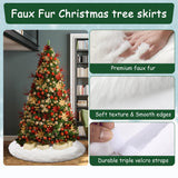 AOGU 48 Inch Faux Fur Christmas Tree Skirt White Plush Skirt for Merry Christmas Party Christmas Tree Decoration