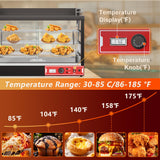 35inch 3-Tier Commercial Food Warmer with Top Rack for Milk Juice, Countertop Heat Holding Cabinet Display Case for Pizza/Pretzel, Three Color Lighting, w/Thermometer for Cafeteria Kitchen Restaurant