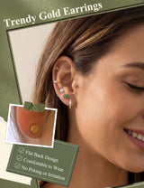 Jstyle Hypoallergenic Flat Back Earrings for Women Gold Earring Stacks 4