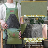 Berry&Bird Harvest Apron, Canvas Gardening Apron with Pockets and Harvesting Pouch Waterproof Harvesting Apron (Green)
