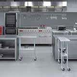 AmGood 30 in. x 12 in. Stainless Steel Work Table with Wheels | Metal Kitchen Food Prep Table | NSF