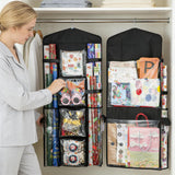 EOLIMEX Christmas Wrapping Paper Organizer Storage, Hanging Gift Bag Storage Organizer, Double-Sided Wrapping Paper Holder Storage - Black