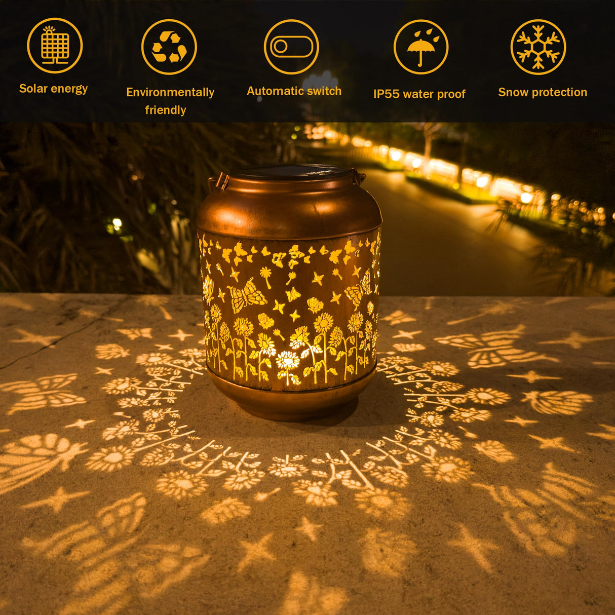 Butterfly Solar Lanterns Outdoor Waterproof, Butterfly Gifts for Women Grandma Mom, Hanging Rose Solar Lights for Garden Decor
