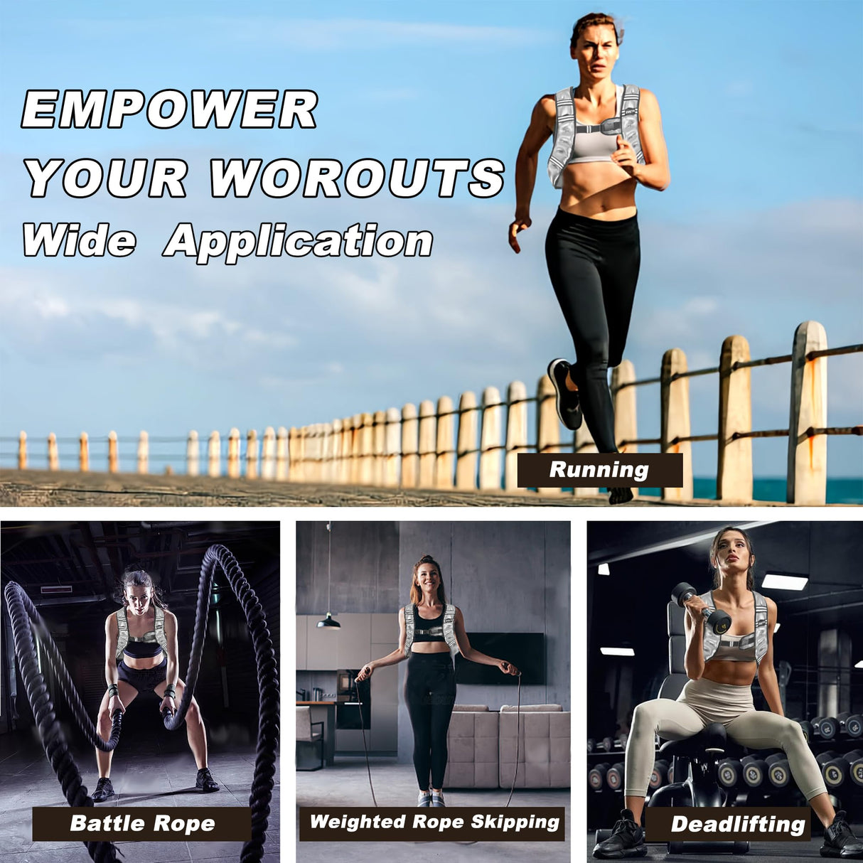 ZUETK Weighted Vest, 6lb/8lb/12lb/16lb Weight Vest with Reflective Stripe, Weighted Vest for Men Women Workout Equipment for Strength Training, Running, Jogging, Fitness, Weight Loss