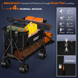 Originsure 400L Foldable Double Decker Wagon, 54" L Tailgate, 560lbs, Black