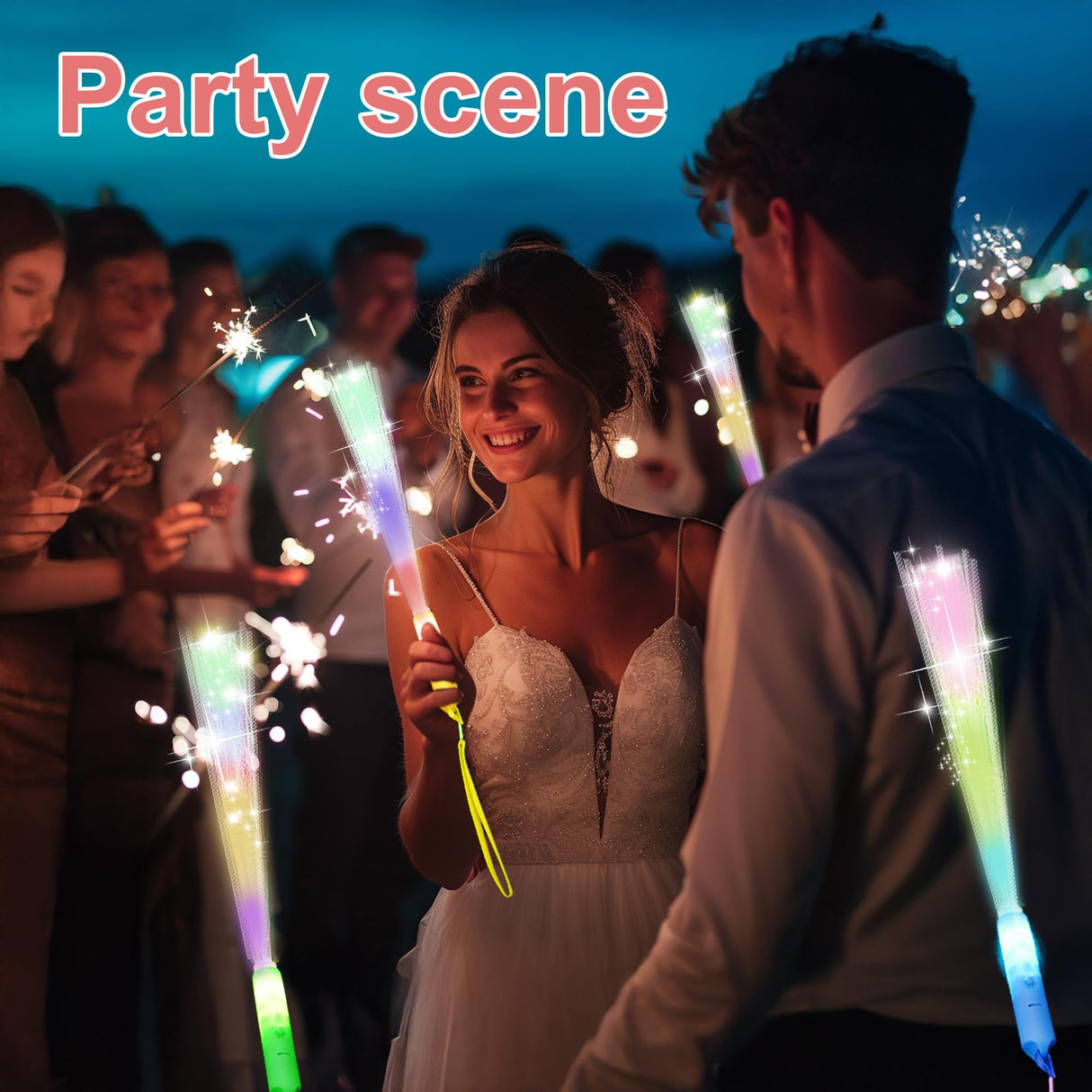 JSronms 48 Pcs Fiber Optic Wand,Glow Wands,Fiber Optic Light Wand,Light up Wands Bulk,LED Fiber Optic Wands,Glow Party Supplies for Wedding,neon Party,New Year Party Favors,Bar DJ,Halloween,Christmas
