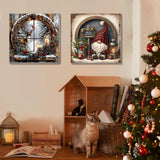 VIGEGU 4 Pack Christmas Paint by Numbers Kit for Adults with Framed,Deer Bell Lantern Gnome Paint by Number with Wooden Easel DIY Adult Painting by Number Kits for Wall Decor for Wall Decor 12x12in