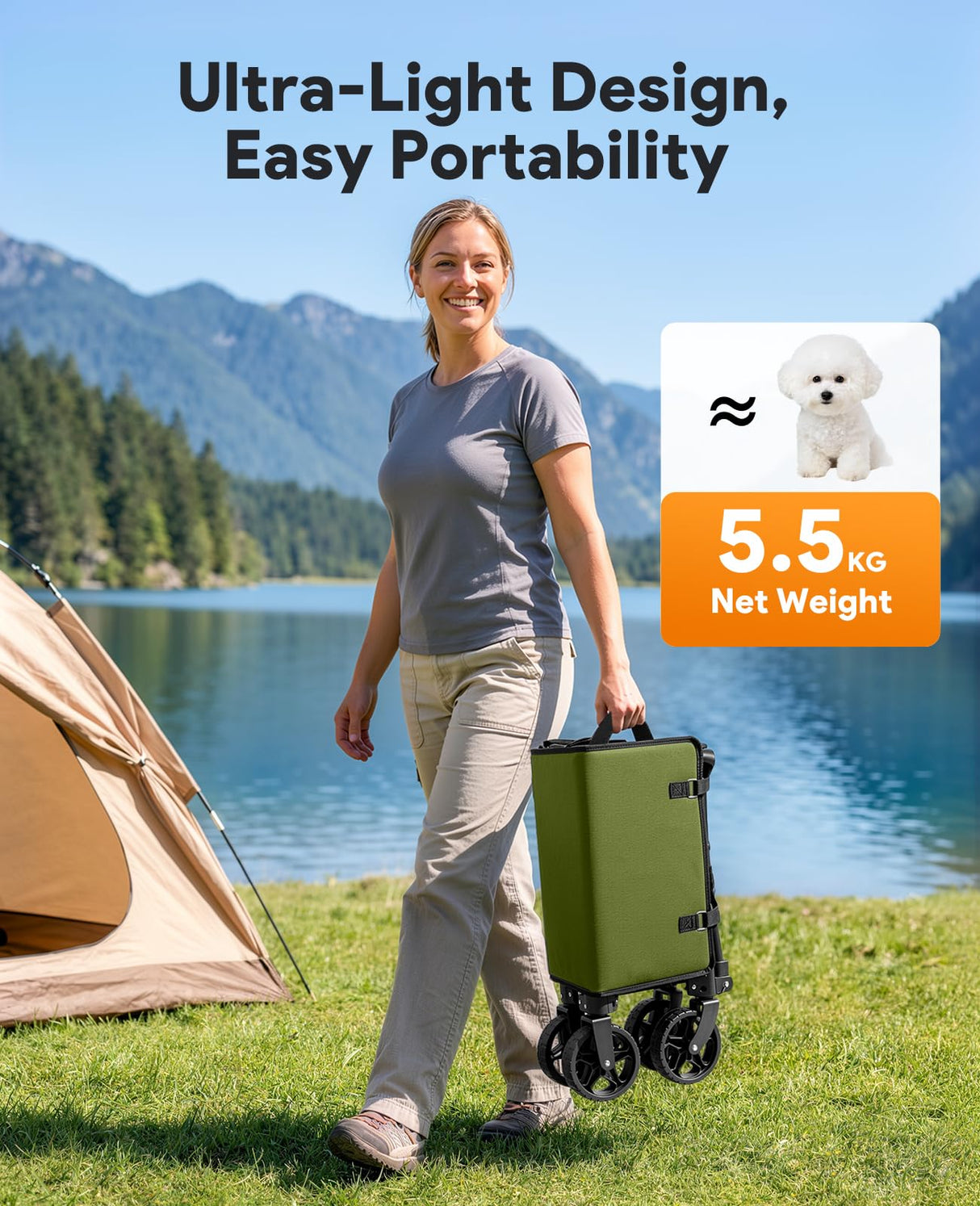 Collapsible Wagon with Wheels,120L Wagon Cart for Camping Groceries Beach