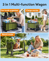 Collapsible Wagon with Wheels,120L Wagon Cart for Camping Groceries Beach