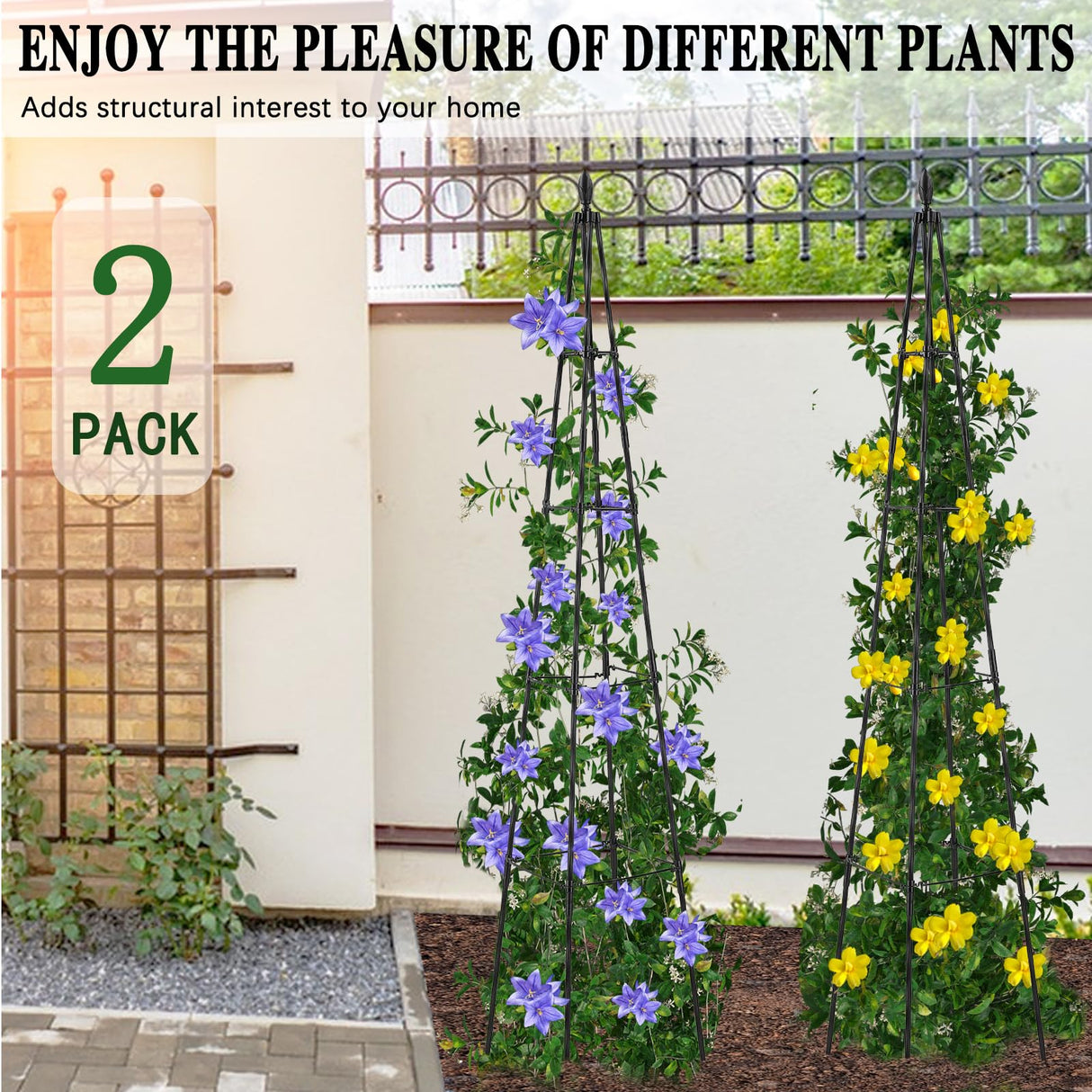 AlisisFores Garden Trellis for Climbing Plants Outdoor, 63 inch Tall,2 PCS