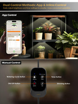 GLOWRIUM Grow Lights for Indoor Plants, 16W Smart Full Spectrum LED Grow Light, Auto Timer and Stepless Dimming,Plant Assistant with Watering Reminder,Modular Design (Black, 2 PCS)