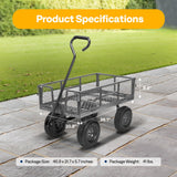 VIVOHOME Heavy Duty 880 Lbs Capacity Mesh Steel Garden Cart Folding Utility Wagon with Removable Sides and 4.10/3.50-4" Wheels 10 inch Tire (Grey)