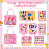 2 Year Old Girl Christmas Birthday Gift - Montessori Busy Board Book for Toddler Girls (Age 1-3), Sensory Learning Activity Toys, Road & Airplane Travel Toys