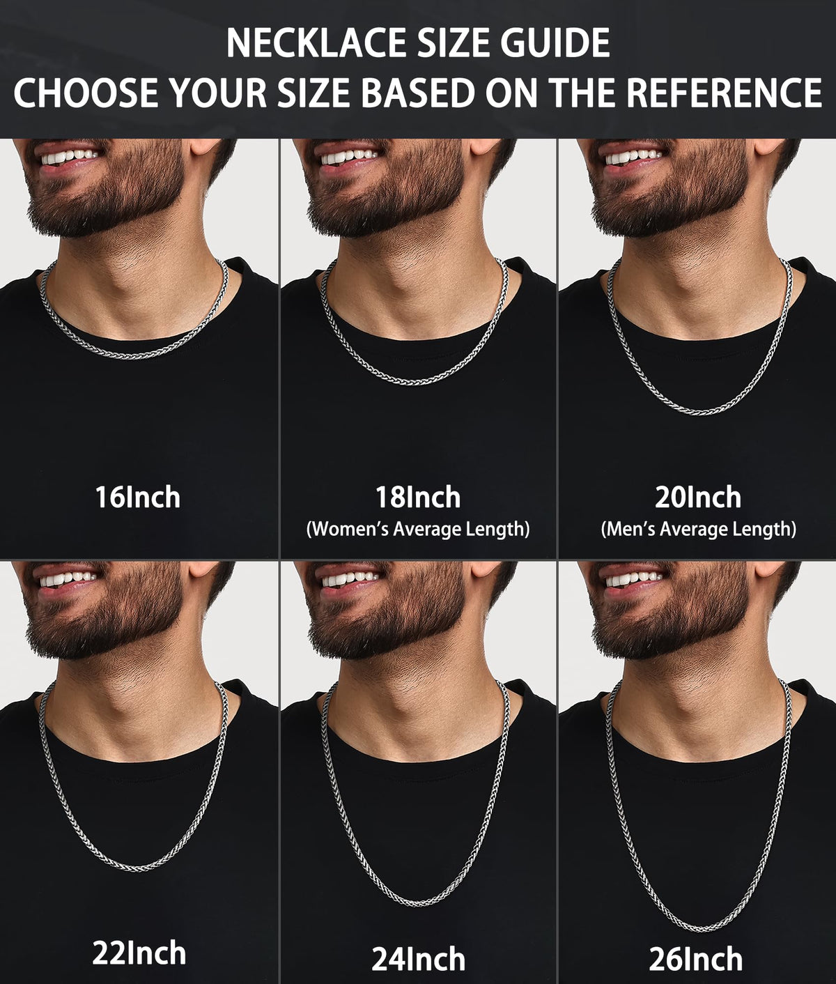 Jewlpire Silver Chain for Men, 4mm Wheat Chain Necklace Stainless Steel Necklaces Chains for Men, Mens Necklaces 20 Inch