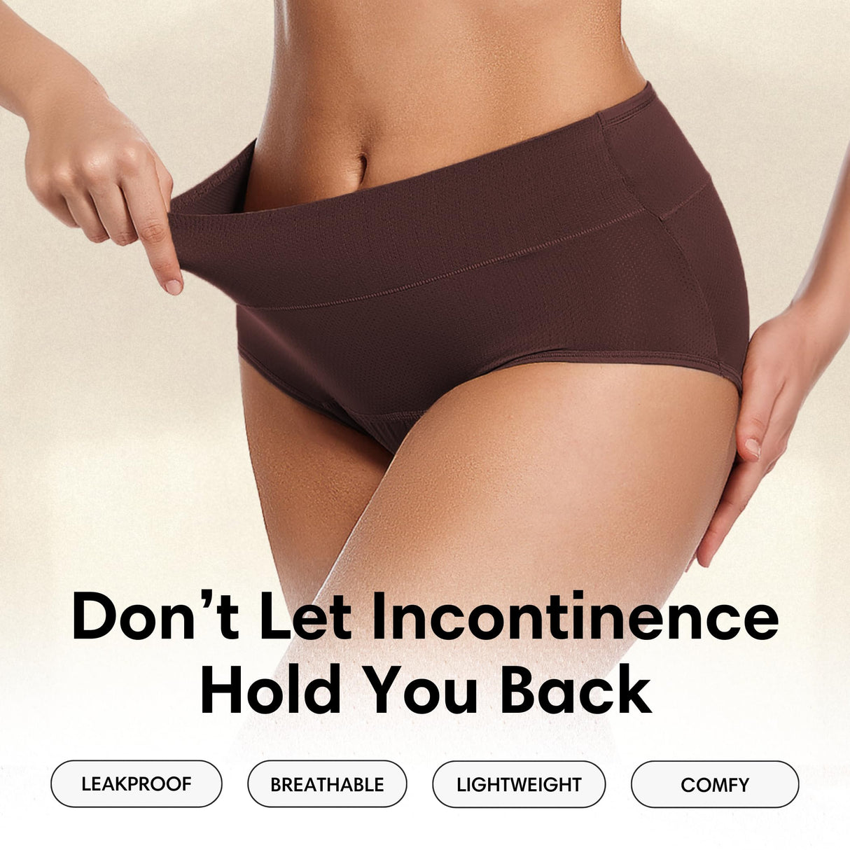 Everdries Washable & Reusable Incontinence Underwear for Women Over 60 - Leakproof, Discreet, Absorbent, Machine-Washable Panties (Comfort Plus, L, Pack of 5)