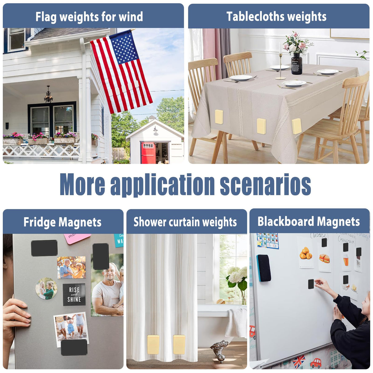 16pcs/52oz Outdoor Curtain Weights, Upgraded Heavier-Duty Waterproof Curtain Magnets Weights Outdoor, for Home Patio Drapery, Shower, Flags, Tablecloth to Stop Heavy Wind (Black, 8pairs)