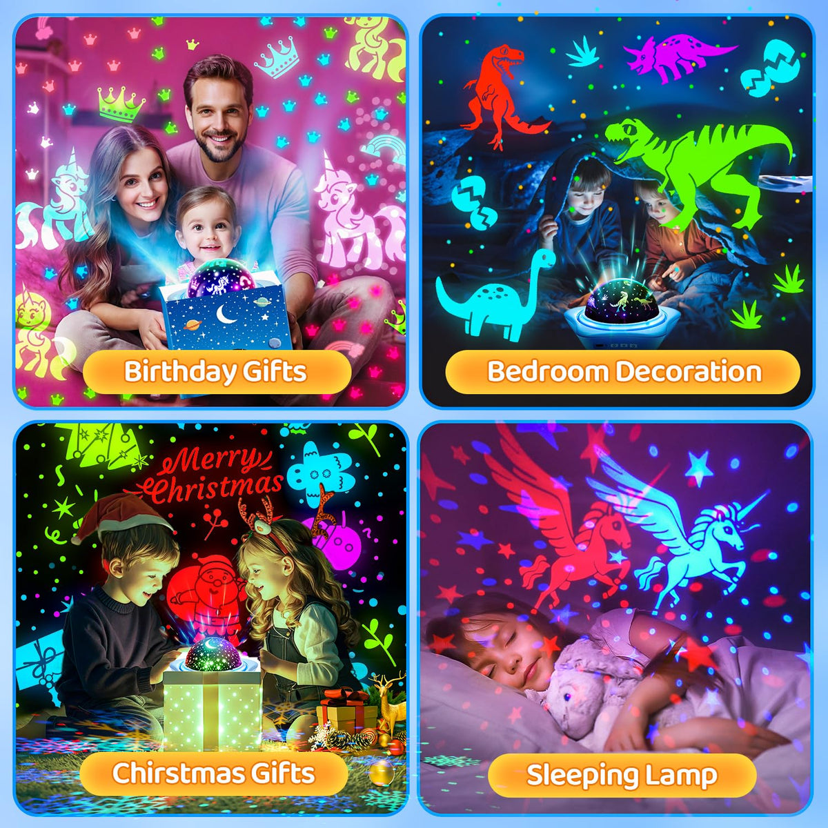 Night Light for Kids Sensory Toys, 6 Films Star Projector Light for Bedroom