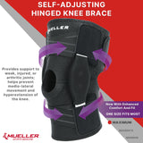 MUELLER Sports Medicine Self Adjusting Hinged Knee Brace, Knee Pain Relief Support for Men and Women, Ideal for Arthritis, Sprains, Black, One Size