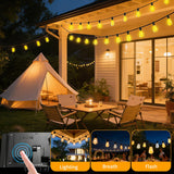 FUANXIEI Outdoor Solar String Lights Waterproof: ST38 50ft Shatterproof Patio Lights - Solar Powered & USB Dual Charging - 3 Modes Button Control - Garden Backyard Gazebo Porch Party Decor