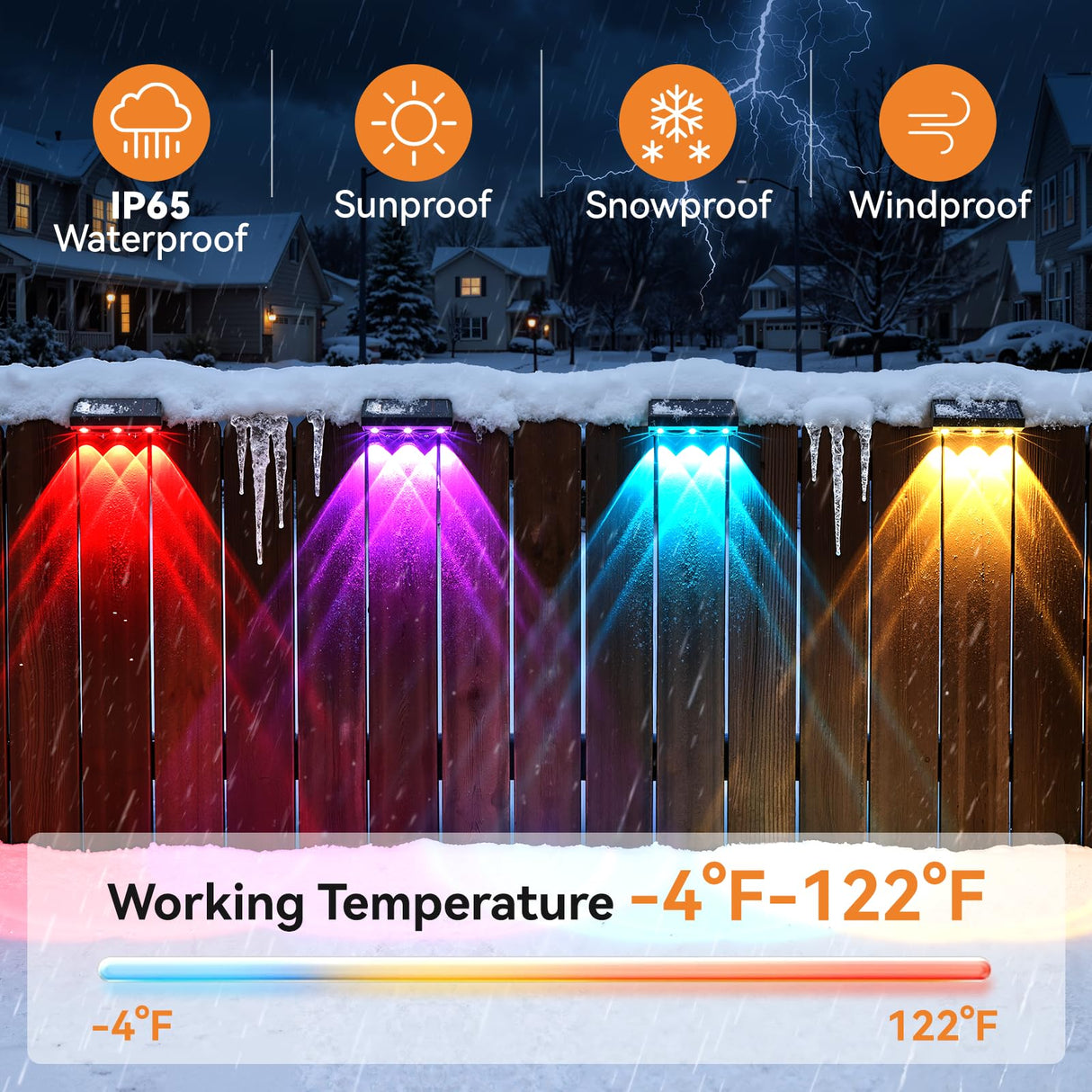 BONLION Solar Fence Lights Outdoor 10 Pack, Upgraded Brightness 3X LED Lens Fence Lights Solar Powered, 9 Fixed Colors & RGB Lights,IP65 Waterproof Solar Lights for Outside Backyard/Railing/Step/Patio