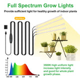 RWNTAO LED Plant Growing Lamp Strips, Full Spectrum 3500K Grow Light for Indoor Plants with 3/9/12H Timer and 10 Dimmable Levels for Green House Hydroponics Succulent, 4 Head 13 Inches