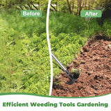 2 in 1 Weed Puller Tool with 60" Long Handle for Yard, Lawn, Patio, Garden