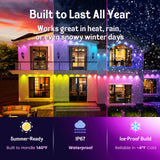 HUTAKUZE Permanent Outdoor Lights, 100FT with 60 RGB LEDs for Outdoor Decor, IP67 Waterproof, 48 Scene Modes Christmas House Lights,APP & Remote Control, Music Sync