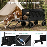SUNNYFEEL 550LBS Push Pull Foldable Wagon with Tailgate & Big Wheels