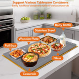 Warming Mat for Food, Electric Warming Tray for Parties Buffet, Graphene 3S Rapid Full-Surface Heating Mat with 8 Levels Adjustable Temp and 12 Hours Timer, Food Warming Pad with Bamboo Insulating Mat