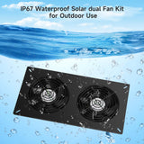 Fanspex Solar 2 Fan Kit with 66.6 Wh Battery Backup, 50W Solar Panel Powered Rechargeable Weatherproof Fans for Chicken Coop, Greenhouse & Shed