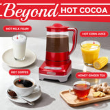 SugarWhisk 29 Oz Hot Chocolate Maker Machine, Electric Milk Frother and Steamer, Hot Cocoa Maker Machine for Hot Chocolate Bar, Detachable Pitcher, 2 Speed Mode, 3.5 Cups, Red