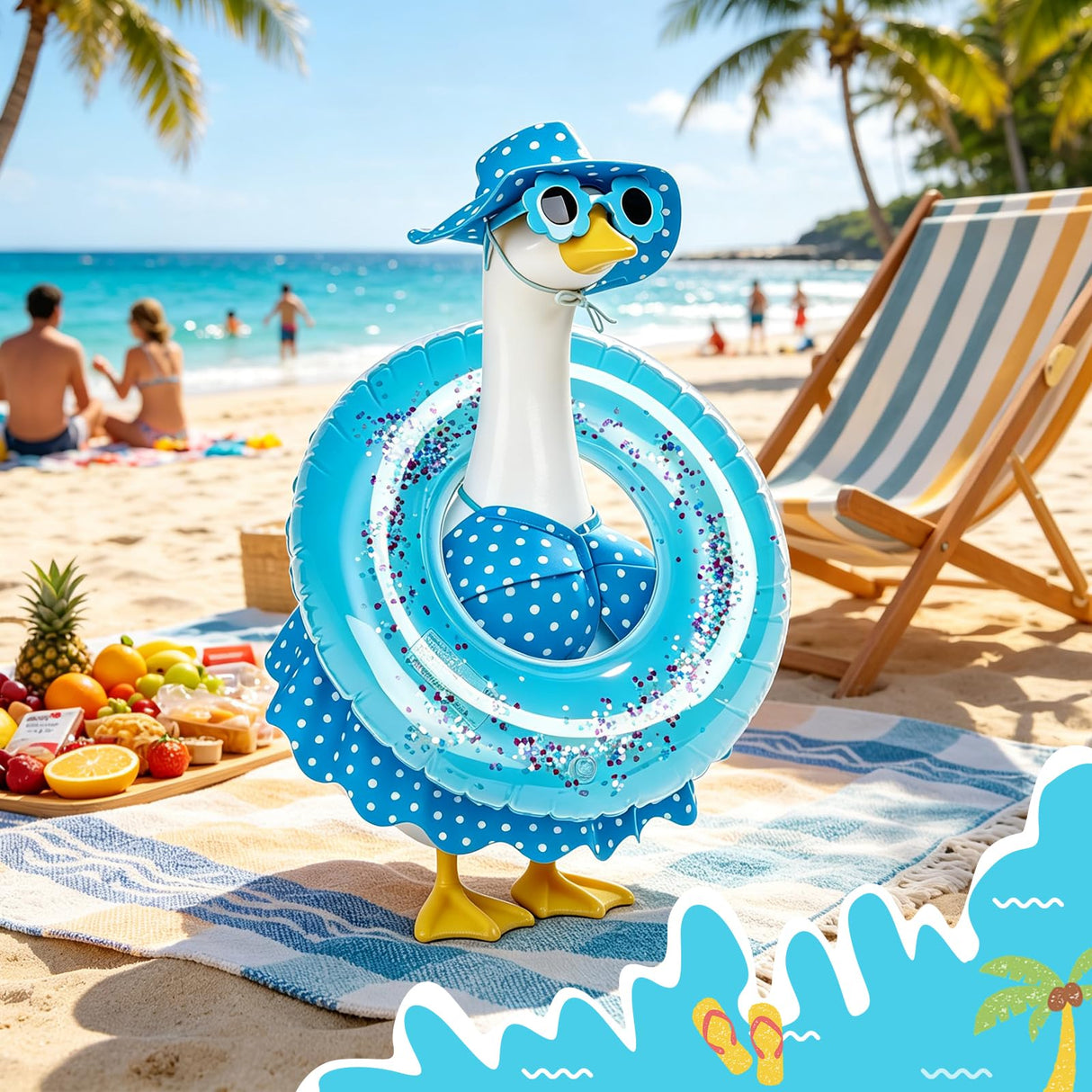 Xihaian Bikini Porch Goose Outfits for 23'' Porch Lawn Goose Costume Hawaiian Clothes for Summer Outdoor Garden Yard Decor