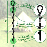 VASGOR 18" Ground Anchors (4pcs) Easy to Use with Drill, Heavy Duty Anchor Hook for Camping Tent, Canopies, Car Ports, Sheds, Swing Sets, Securing Animals – Black Powder Coated