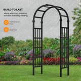 VINGLI Vinyl Garden Arbor, PVC Wedding Arch for Ceremony Party, Garden Trellis for Climbing Plants Outdoor, Arch Backdrop Stand for Garden, Backyard, Lawn (Black, 39.5in)