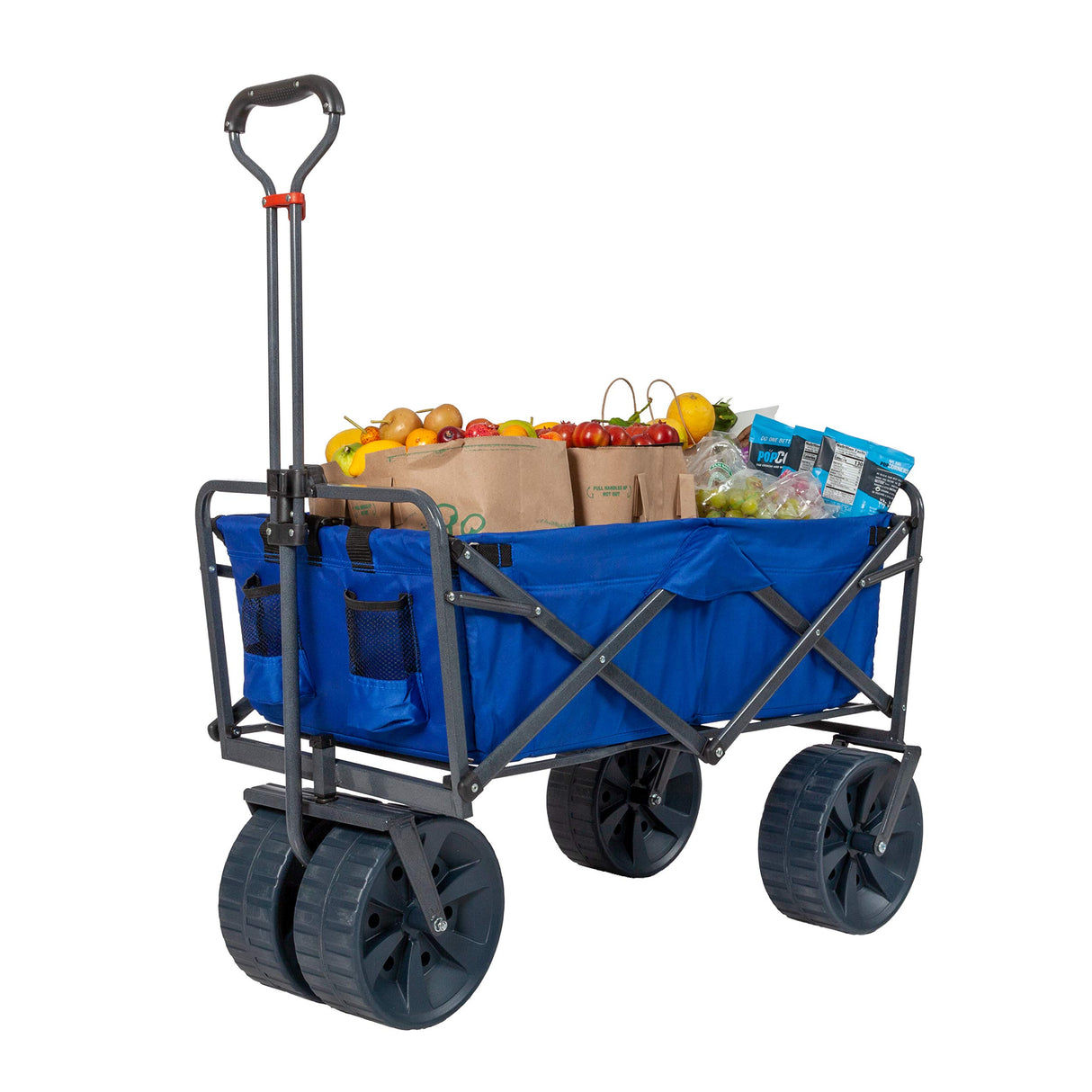 Mac Sports Heavy Duty Collapsible Folding All Terrain Utility Beach Wagon Cart, Blue/Black
