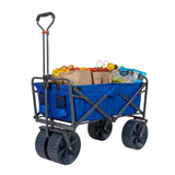 Mac Sports Heavy Duty Collapsible Folding All Terrain Utility Beach Wagon Cart, Blue/Black