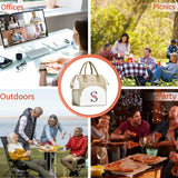 BAGNN Initial Lunch Bag Women, Cooler Insulated Lunch Box for Girls, Large Adult Leakproof Lunch Box for Picnic Work, Personalized Tote Bag, Birthday Gifts/Christmas Day Gifts, Letter M.