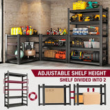 BEESTMUEBLE Garage Shelving, 3000 LBS Heavy Duty Metal Storage Shelves with Anti-Fall Rails, 5-Tier Adjustable Storage Rack for Garage, Warehouse, Basement, 35.4" W x 15.7" D x 72" H