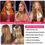 Highlight Wig Human Hair 26inch 200% Density 13x4 Full Frontal HD Transparent Lace Pre Plucked Ombre Straight Lace Front Wig Human Hair Brown Colored Glueless 100 Natural Human Hair Wigs For Women