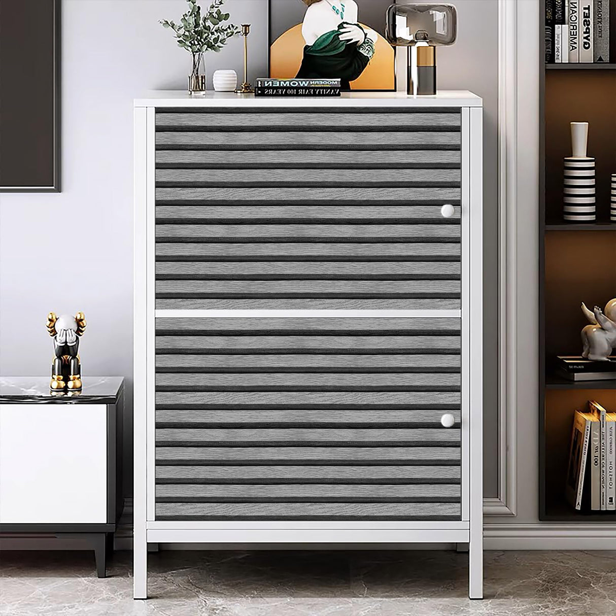 Yun-aeon Natural Wood Peel and Stick Wallpaper Grey Wood Slats - 17.3"x 300" Self-Adhesive Waterproof Vinyl Removable Wall Paper for Wall Decor Bedroom