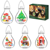 Christmas Ornaments Building Block Set, Compatible with Lego Christmas Tree Decorations Bulbs with Warm Light, Santa Claus Sleigh Phone Booth Fireplace Building Sets Gifts Stocking Stuffers (5 Pack)