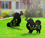 Pomeranian Metal Decorative Garden Stakes for Memorial Yard Art, Lawn Ornaments, Outdoor Decor 2 PCS