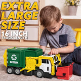 JOYIN Large Friction Powered Garbage Truck Toy Set, Includes Dumpster, Trash Bins, and Learning Cards for Kids, Boy Toys Birthday Gift for Boys Girls Kids Toddler Gift for Christmas