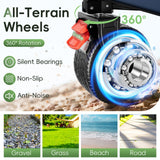 46" L Collapsible Foldable Extended Wagon, 500LB Weight Capacity with 280L Heavy Duty Folding Cart,Utility Wagon with All-Terrain Beach Wheel & Drink Holders,Blue