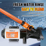RV Macerator Pump 12V,Portable Macerator Waste Pump,12GPM Suction 3.2 feet Lift 10 feet with Garden Hose Discharge Port,Quick Release Sewage Pump with Fresh Water Crushing for Halloween Christmas