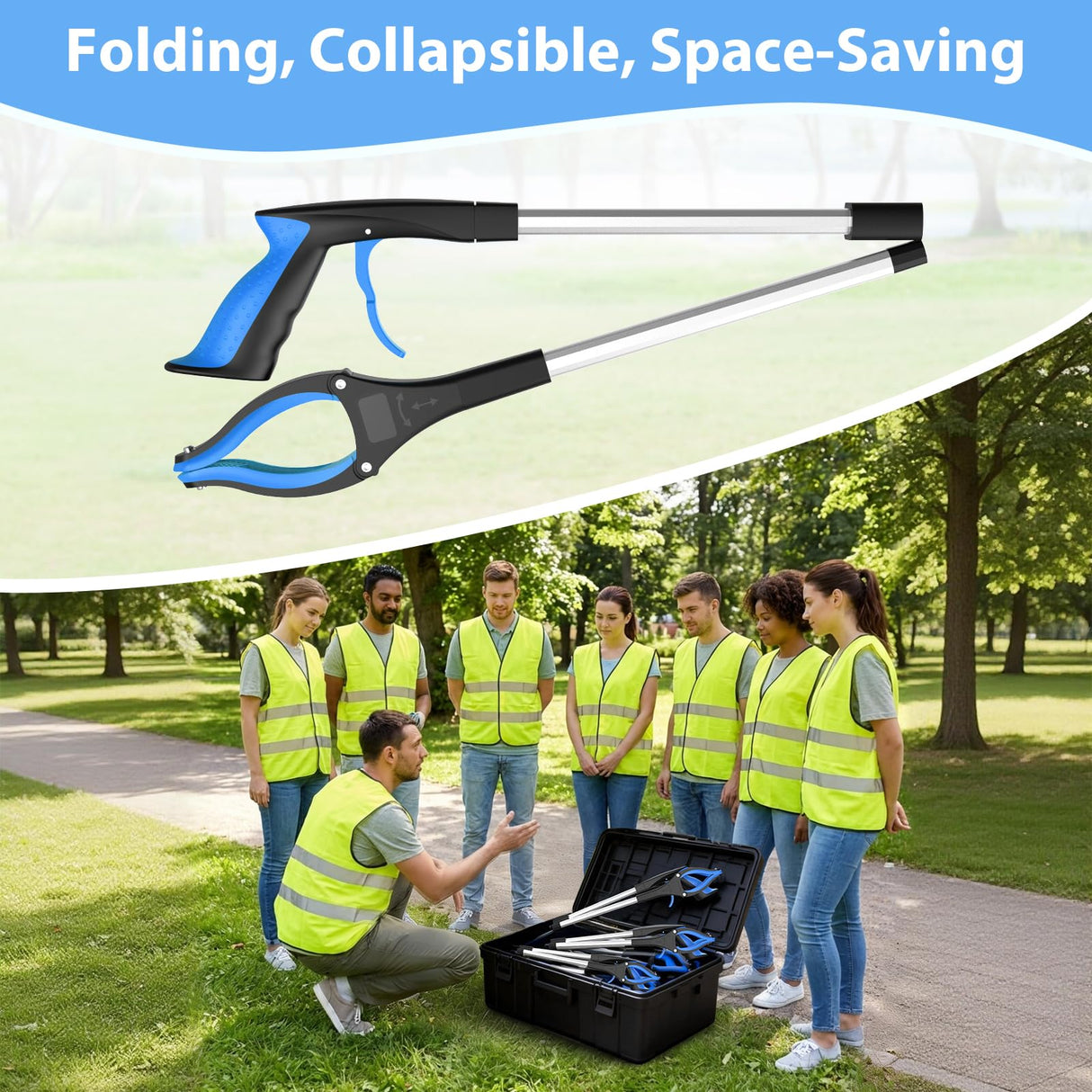 8 Pack 32 Inch Grabber Reacher Tool, Heavy Duty Lightweight Trash Picker Upper Grabber for Elderly Assist, Easy-Grip Non-Slip Handle, Multi-Use Home Outdoor Community Cleanup Mobility Aid Tool