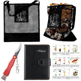 Seajan 18 Pcs Mushroom Foraging Kit with Hunting Bag, Knife Brush Guide Cards and Notebook for Mushroom Lovers(Black)